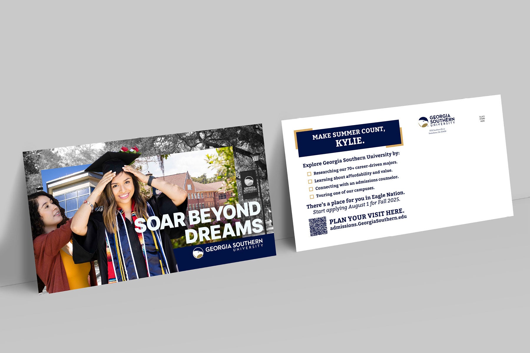 Image showcasing a digital ad design for Georgia State University, featuring bold visuals, engaging headlines, and branded elements to attract prospective students.