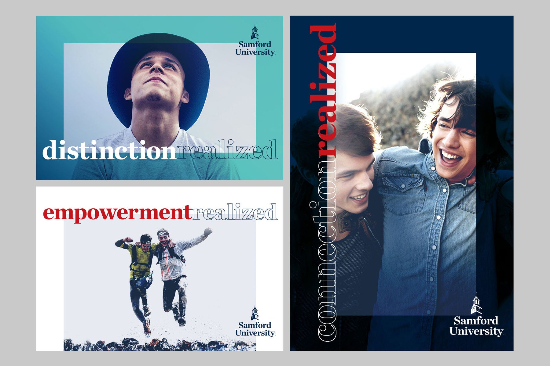 Image showcasing a viewbook design for Samford University, featuring vibrant visuals, bold typography, and engaging content to highlight the university’s programs and campus life.