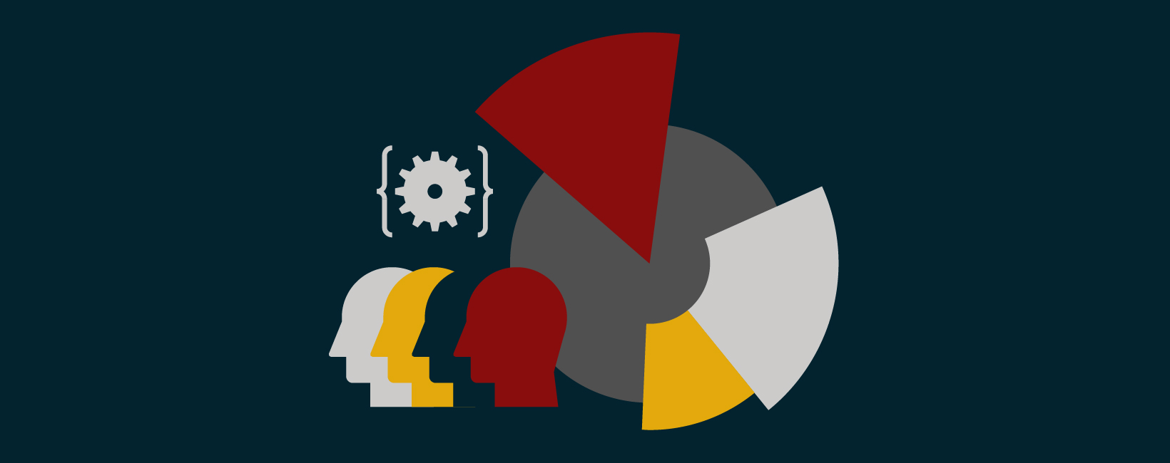 A multicolored pie chart diagram segmenting student human head icons by category