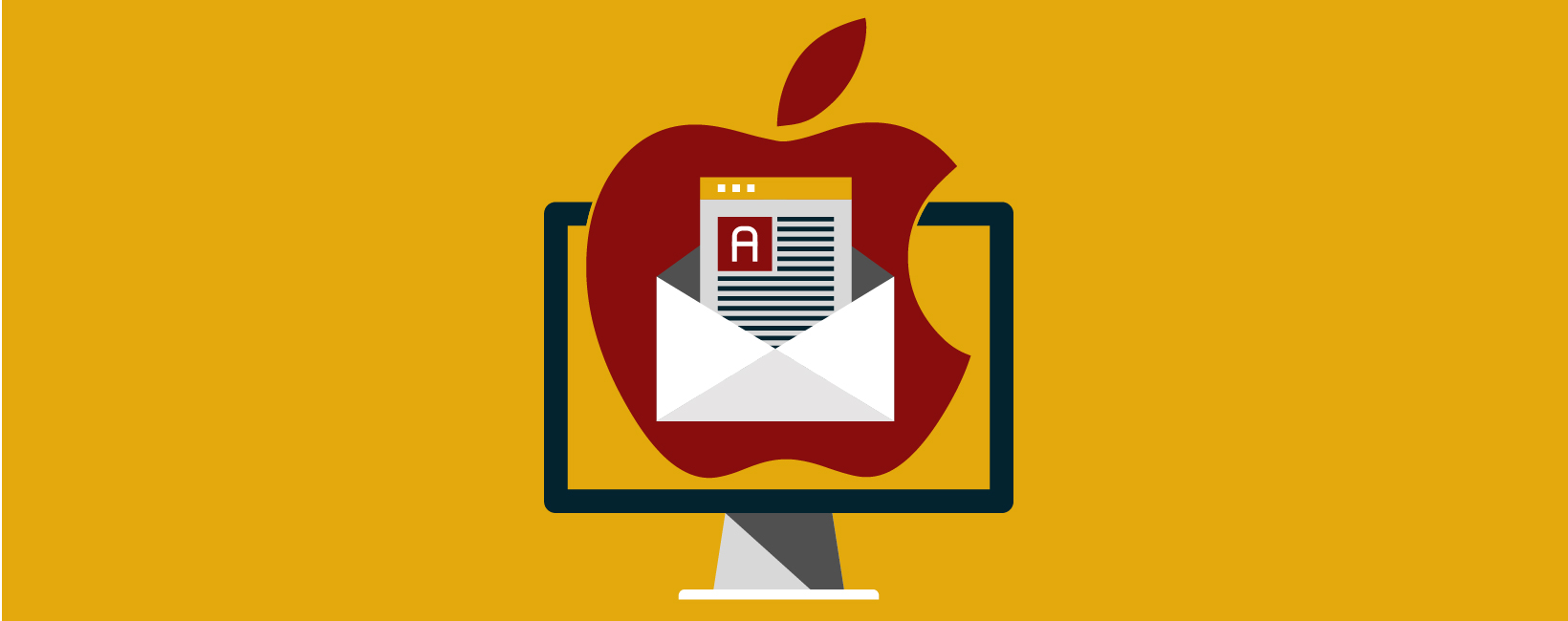 Red Apple Logo behind an opened letter