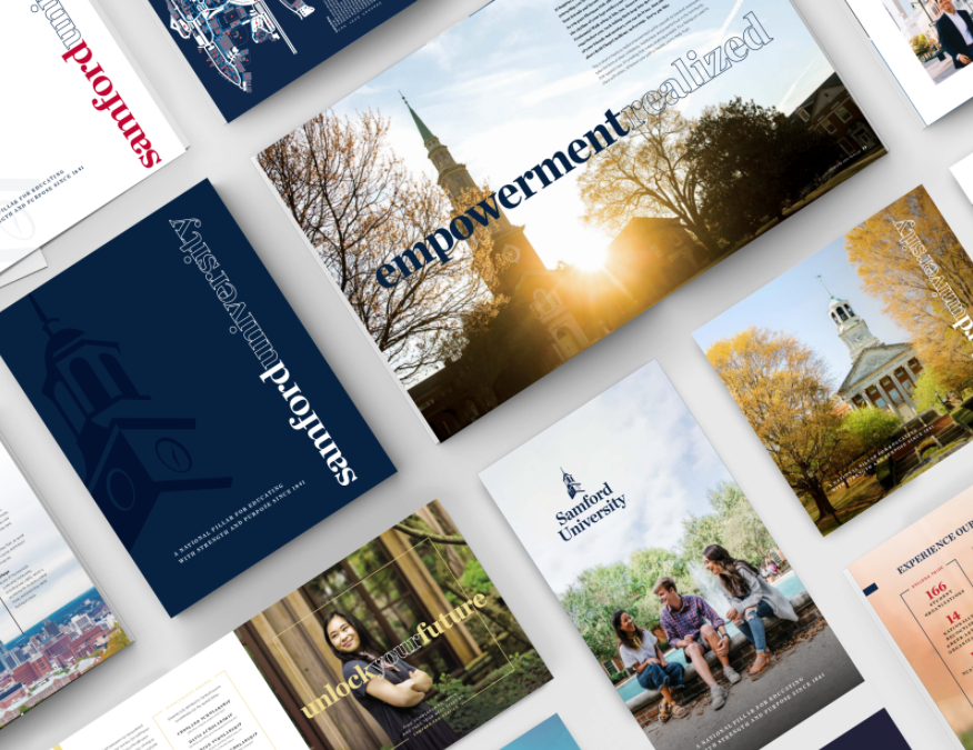 Assortment of print pieces for Samford University