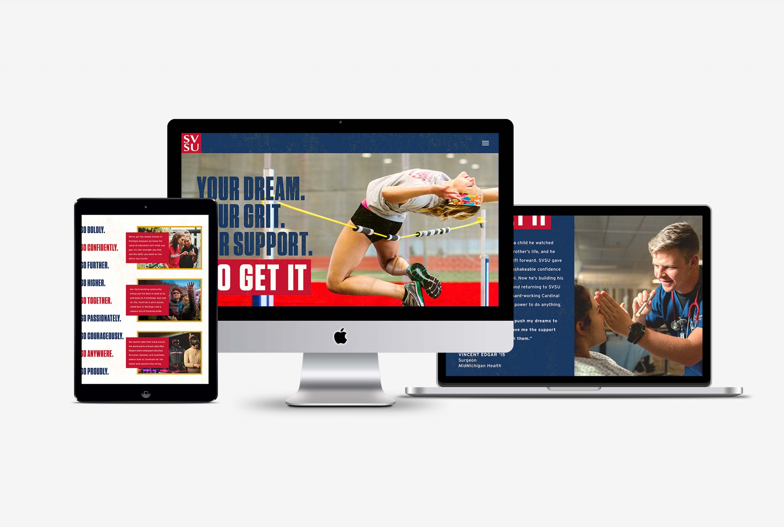 SVSU Website redesign shown on multiple devices