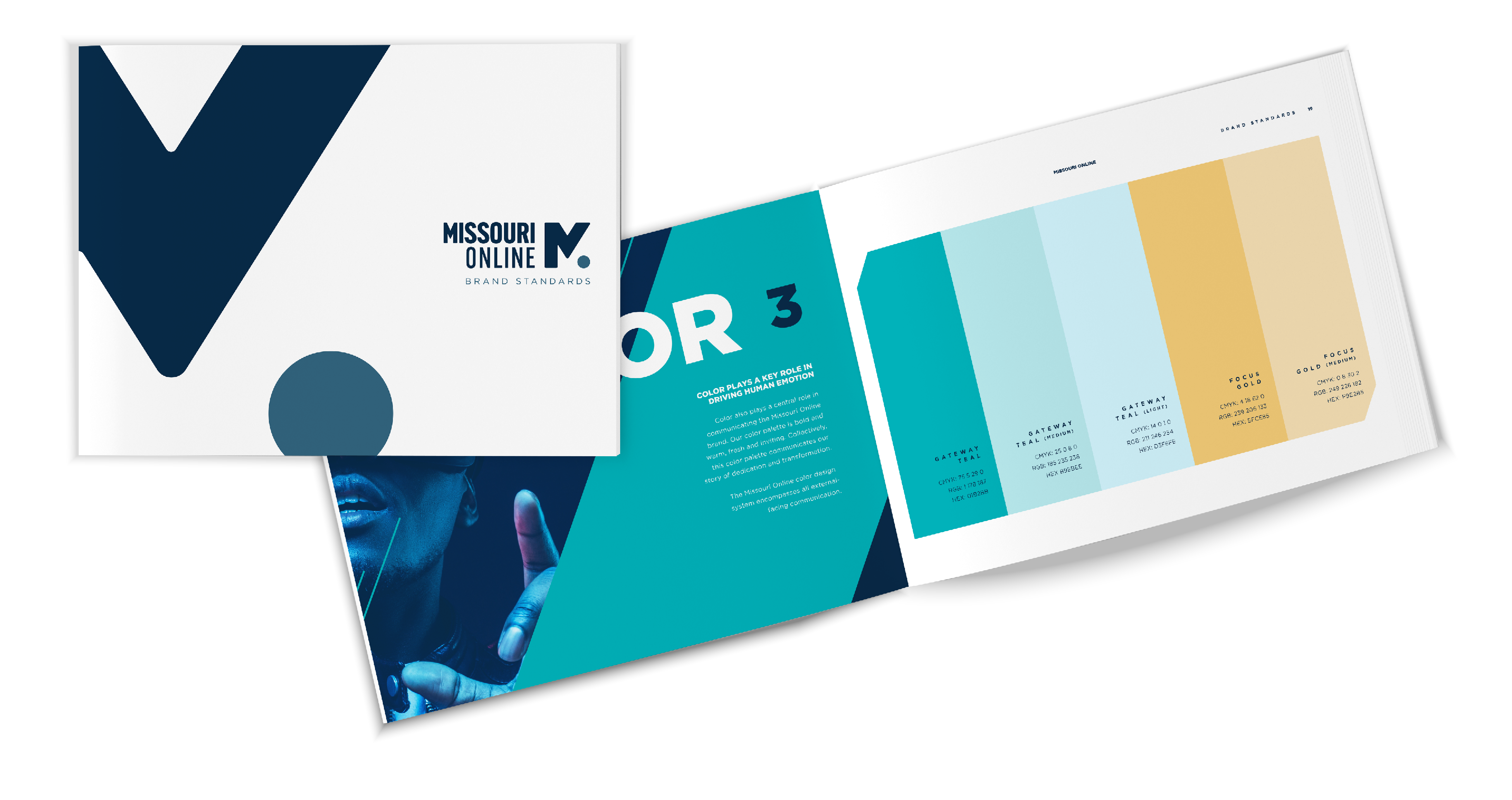 Image showcasing the cover of the University of Missouri System Brand Standards guide, featuring a sleek, professional design with bold typography and the university’s branding elements.