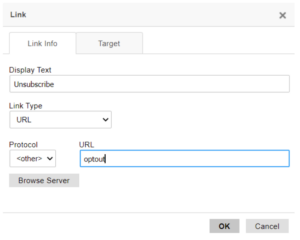 Slate Custom Opt-Out Form settings