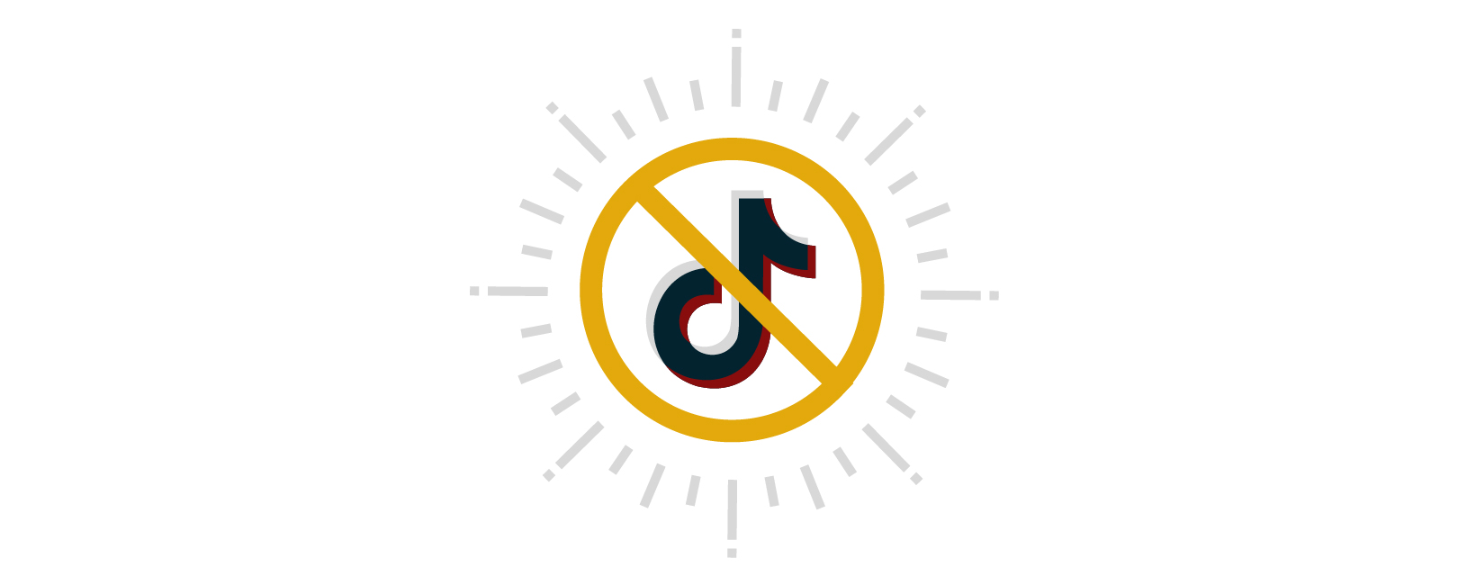 The Tik-Tok logo in a circle with a line through it.