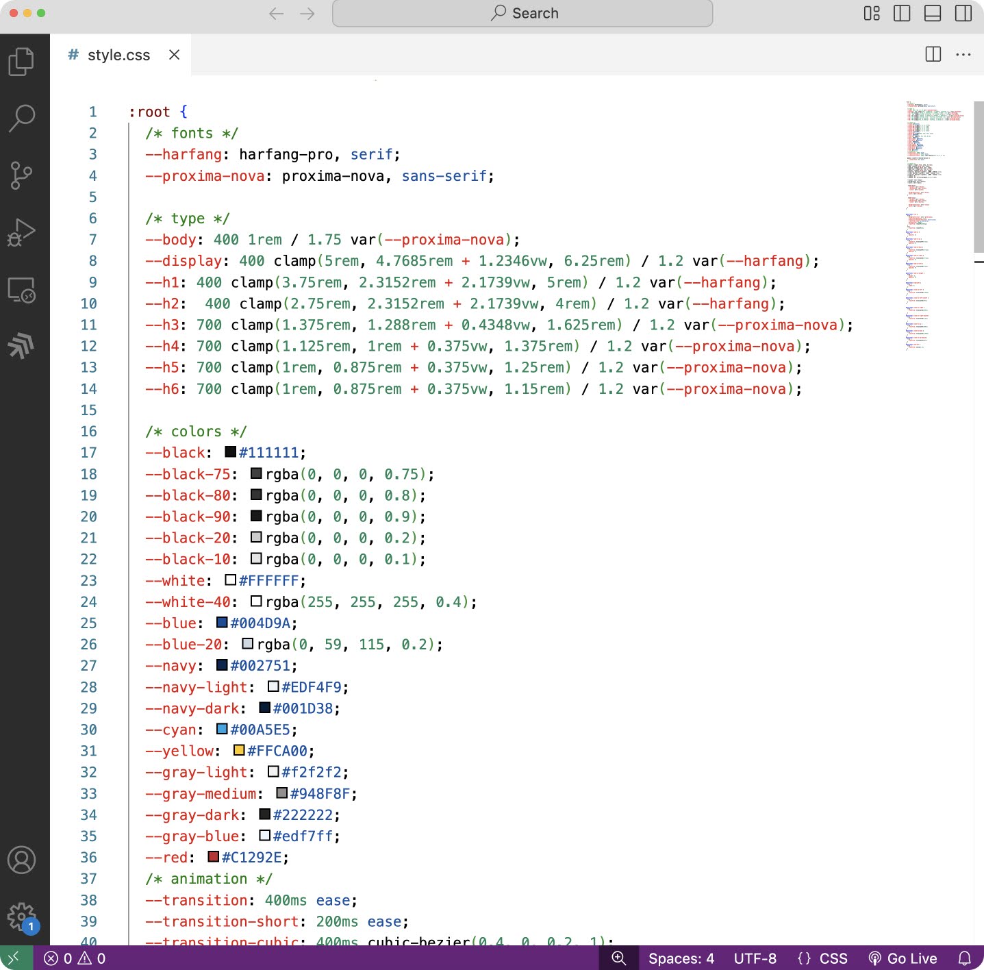 An example of a custom CSS design code.