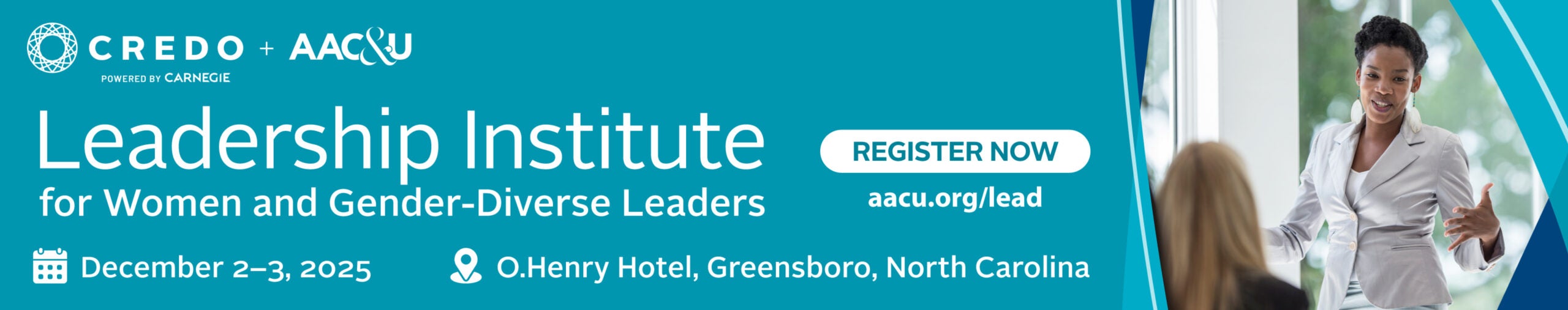Connect with Carnegie at the Credo + AAC&U Leadership Institute for Women and Gender-Diverse Leaders in Greensboro, NC!