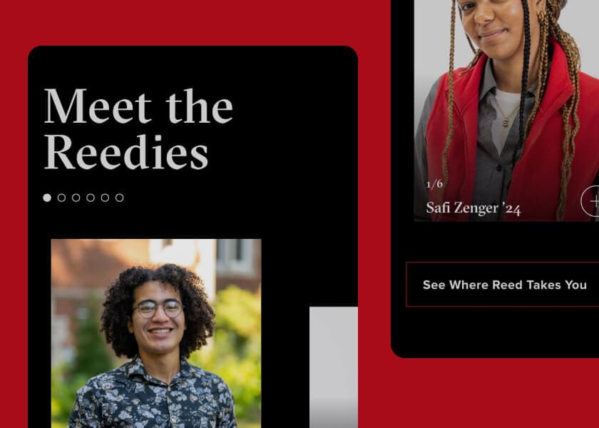 Mobile screenshots of Reed College website