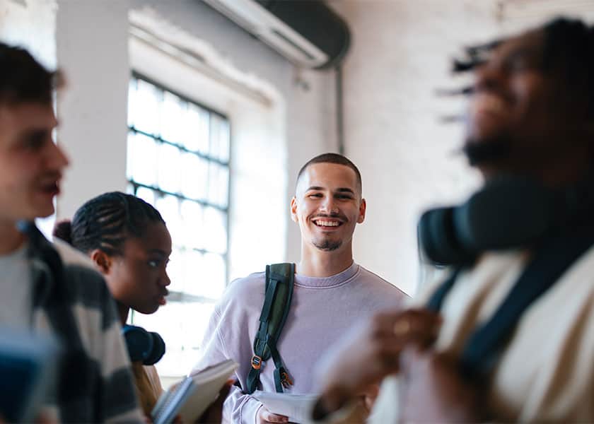 Students gathered in hallway