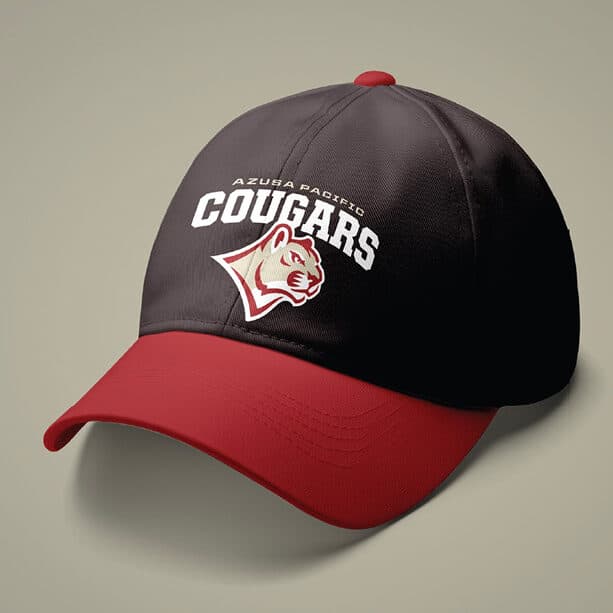 Black and red baseball cap with "Cougars" and a cougar logo on the front.