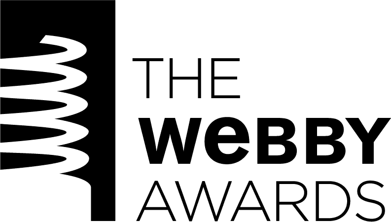 The Webby Awards logo with a spiral design and bold black text on a light background.