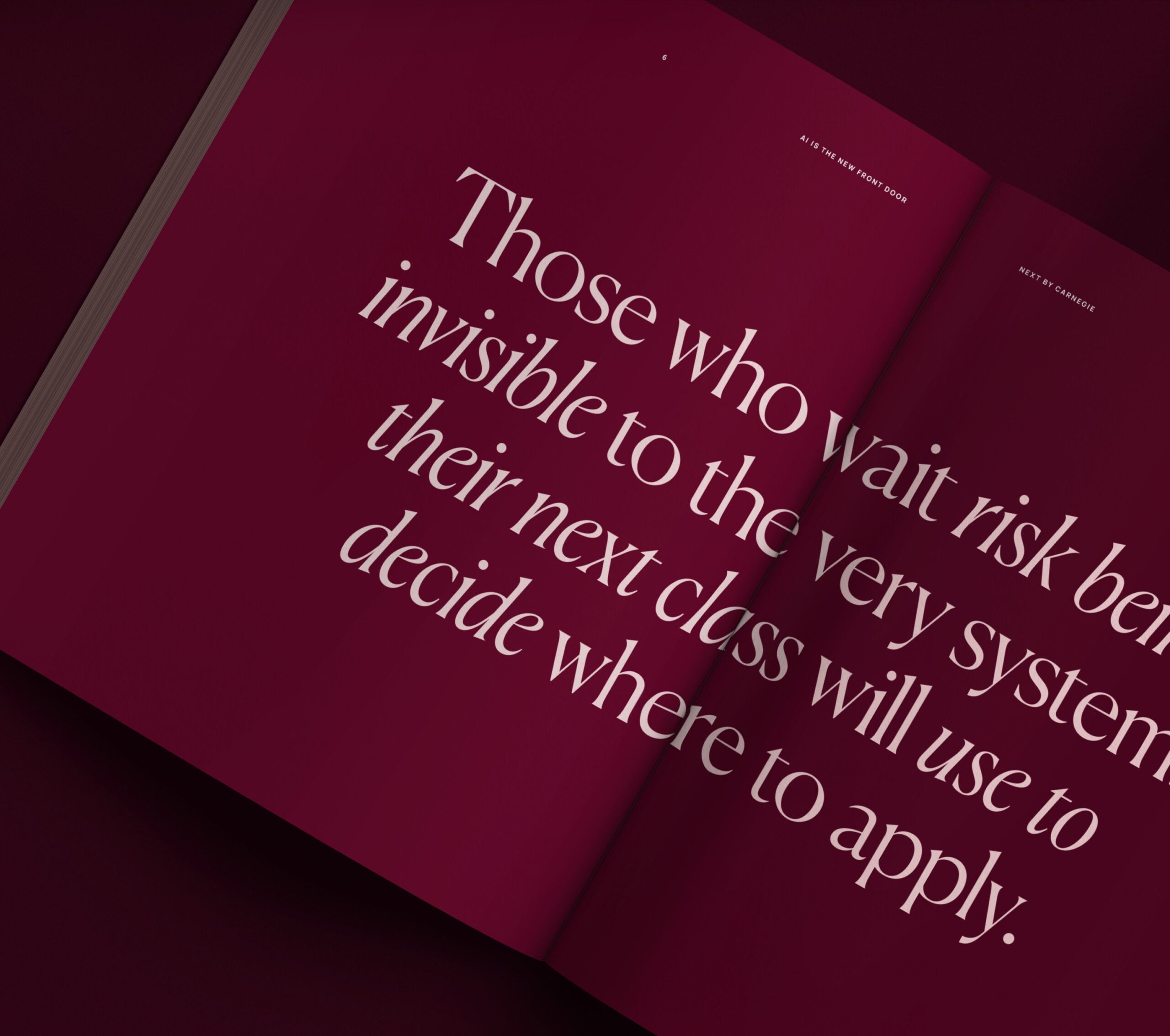 An open maroon book displays a large, white motivational quote about taking initiative.
